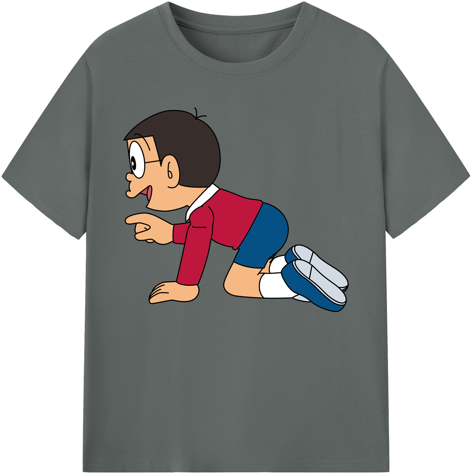 （画像用） ドラえもん 野比 のび太 Doraemon Nobita Nobi 綿100％ メンズ半袖Tシャツ｜肌触りやわらか＆通気性